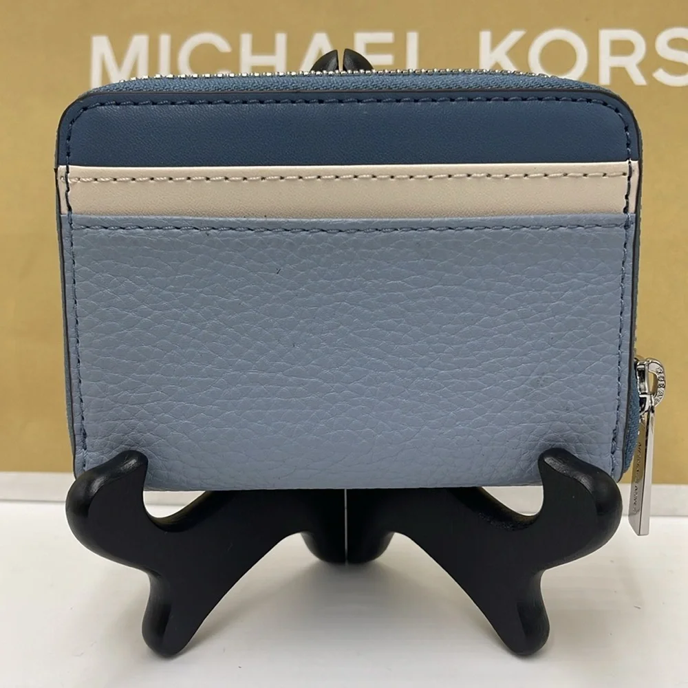 Michael Kors Jet Set Travel Md Zip Around Color-Block Wallet Card Case  Pale